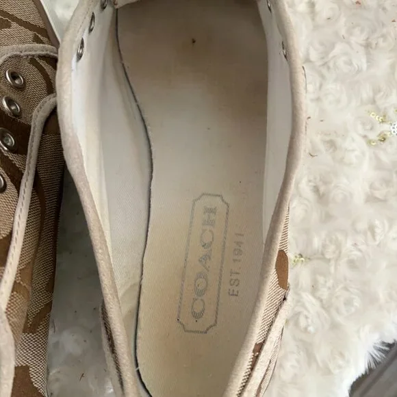 WOMENS COACH DALIA F0007/K05 BROWN SIGNATURE "C" JACQUARD SNEAKERS SIZE 10M - Picture 8 of 12